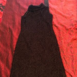 BYOB med black mohair like dress, slip underneath, sleeveless, clingy turtleknec
